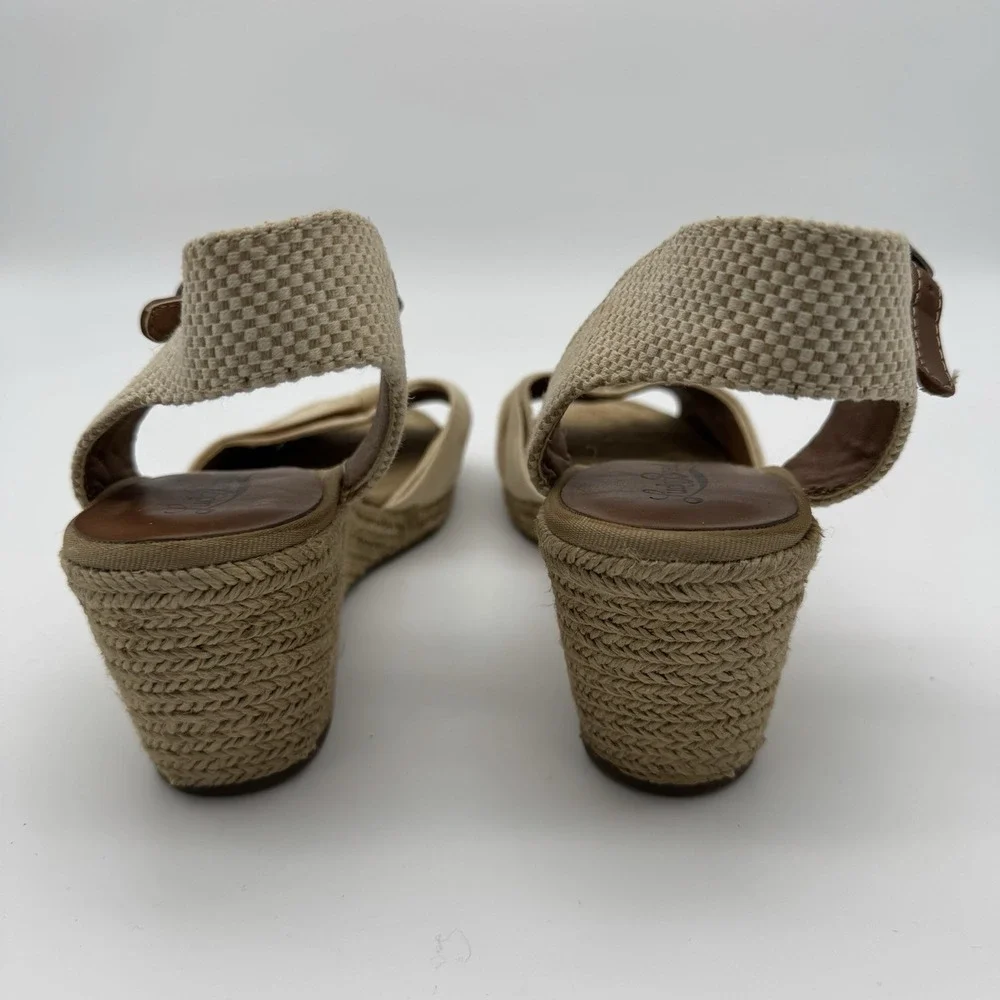 Lucky Brand Kavala Espadrille Jute Wedge Sandals Cream‎ Bow Womens Size 10 B